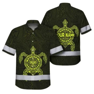 Hi Vis Hawaiian Shirt Reflective Tapes Lime Neon Hawaii Turtle Custom Name