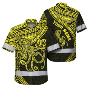 Hi Vis Hawaiian Shirt Reflective Tapes Yellow Neon Hawaii Octopus Custom