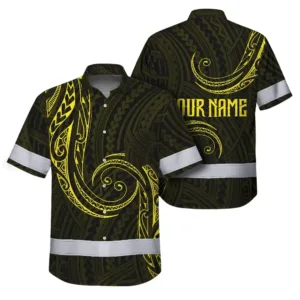 Hi Vis Hawaiian Shirt Reflective Tapes Yellow Neon Hawaii Whale Custom Name