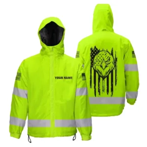 Hi Vis Jacket Waterproof And Windproof American Flag Stars and Stripes Jobsite Gear