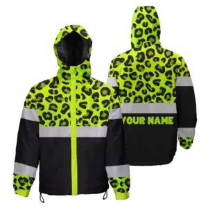 Hi Vis Jacket Waterproof And Windproof Reflective Leopard Custom Name Safety