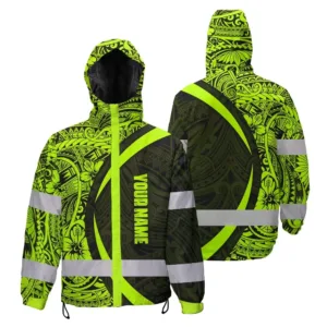 Hi Vis Jacket Waterproof And Windproof Reflective Tapes Hawaiian Polynesian Tribal Custom Name
