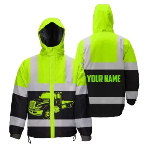 Hi Vis Jacket Waterproof And Windproof Reflective Tapes Lime Tow Truck Driver