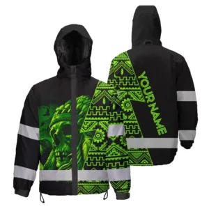 Hi Vis Jacket Waterproof And Windproof Shirt Reflective Skull Green Neon Native Custom Name