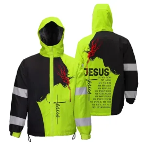 Hi Vis Jacket Waterproof And Windproof Reflective Jesus Safety Workwear For Jesus Lovers
