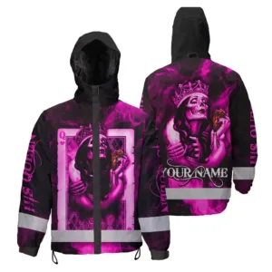Hi Vis Jacket Waterproof And Windproof Reflective Sugar Skull Pink His Queen Safety