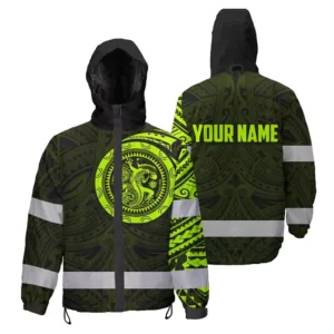 Hi Vis Jacket Waterproof And Windproof Reflective Tapes Hawaiian Custom Name Safety Workwear