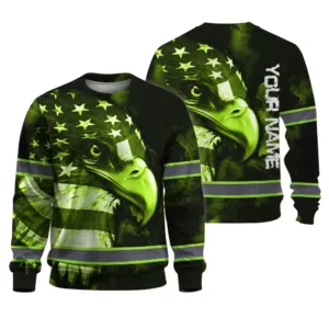 Hi Vis Long Sleeve Reflective Eagle USA Flag Custom Name Safety