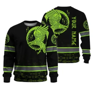 Hi Vis Long Sleeve Reflective Green Neon Viking Custom Name Safety