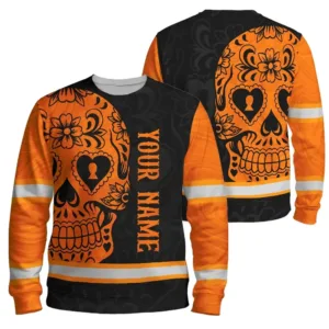 Hi Vis Long Sleeve Shirt American Flag Neon Purple Reflective High Visibility Custom Name Safety Workwear 49