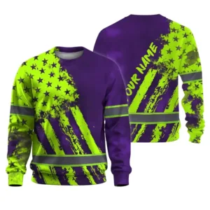 Hi Vis Long Sleeve Shirt Reflective Tapes Green Neon And Violet