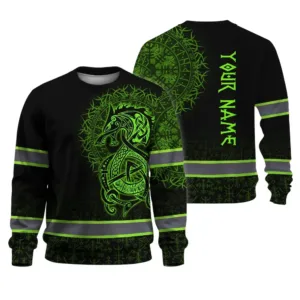 Hi Vis Long Sleeve Shirt Reflective Tapes Green Viking Custom Name Safety