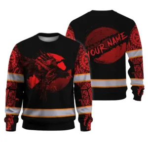 Hi Vis Long Sleeve Shirt Reflective Tapes Moon Raven Viking Symbol Tattoo Custom