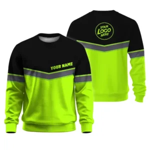 Hi Vis Long Sleeve Shirt Uniform Company Reflective Green USA Flag Custom
