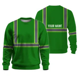 Hi Vis Long Sleeve Shirts Reflective Green Custom Logo Safety Workwear