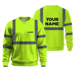 Hi Vis Long Sleeve Shirts Reflective Green Custom Name And Logo