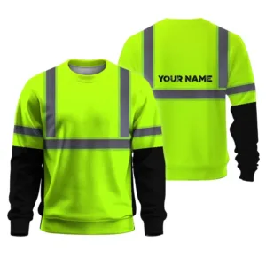 Hi Vis Long Sleeve Shirts Reflective Orange Custom Name Safety