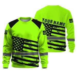 Hi Vis Long Sleeve Shirts Reflective US Paint Scale Flag Custom Name