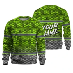 High Visibility Reflective Green Fish Custom Name Long Sleeve Safety
