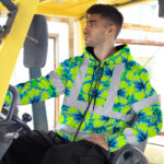 Hi-Vis-Zip-Hoodie-Reflective-Tapes-Blue-Neon-And-Green-Flowers-Custom-Name-Safety-Workwear-For-Workers,-Truckers,-Operators-3