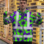 Hi-Vis-Zip-Hoodie-Reflective-Tapes-Green-Neon-And-Violet-Flowers-Custom-Name-Safety-Workwear-For-Workers,-Truckers,-Operators-4