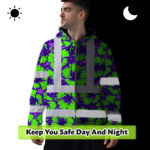 Hi-Vis-Zip-Hoodie-Reflective-Tapes-Green-Neon-And-Violet-Flowers-Custom-Name-Safety-Workwear-For-Workers,-Truckers,-Operators-8