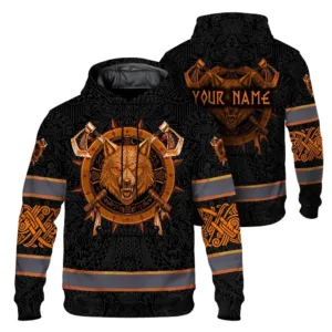 Hi Vis Hoodie Reflective Tapes Orange Neon Viking 2 Custom Name Safety Workwear For Workers, Runners, Cyclists