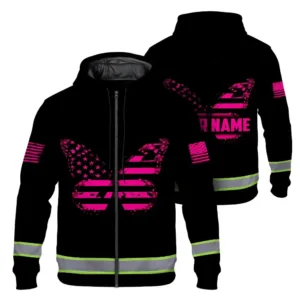 Hi Vis Zip Hoodie Reflective Pink Buttlerfly Neon Safety For Woman