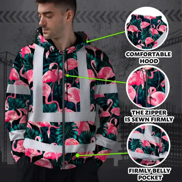 hi-vis-zip-hoodie-reflective-tapes-hawaii-flamingo-custom-name-5cb25.webp