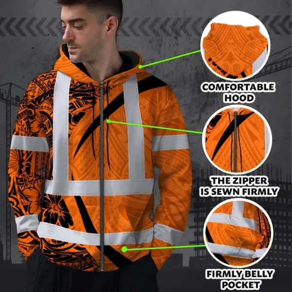 hi-vis-zip-hoodie-reflective-tapes-orange-hawaiian-polynesian-tribal-a2804.webp