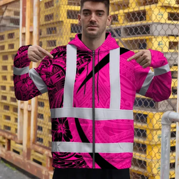 hi-vis-zip-hoodie-reflective-tapes-pink-hawaiian-polynesian-tribal-1f256.webp