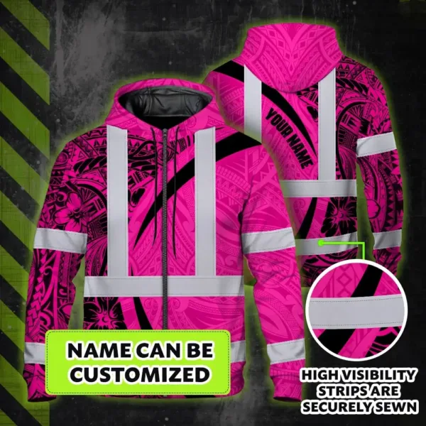 hi-vis-zip-hoodie-reflective-tapes-pink-hawaiian-polynesian-tribal-c98ca.webp