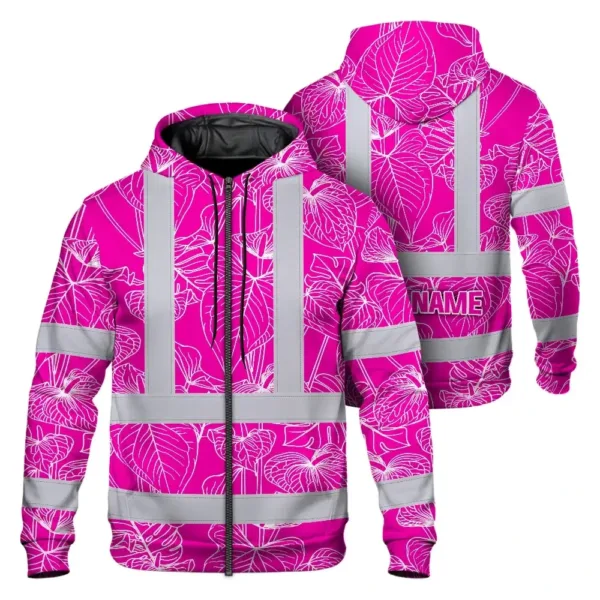 hi-vis-zip-hoodie-reflective-tapes-pink-neon-flowers-custom-name-f716d.webp