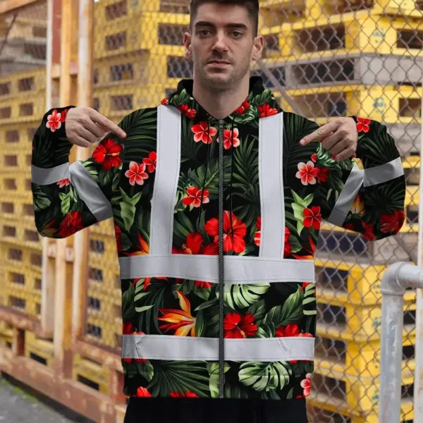 hi-vis-zip-hoodie-reflective-tapes-red-neon-flowers-custom-name-b5566.webp