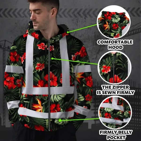 hi-vis-zip-hoodie-reflective-tapes-red-neon-flowers-custom-name-b6841.webp