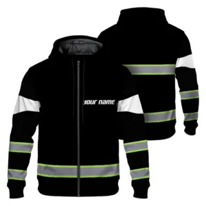 High Visibility Zip Hoodie Reflective Black Custom Name Safety Workwear For Cyclists, Patriotic