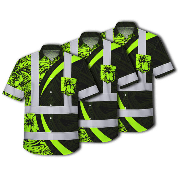 Choose Pack Hi Vis Hawaiian Shirt Reflective Tapes Hawaiian Polynesian Tribal 1