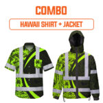 Combo Hi Vis Hawaiian Shirt And Jacket Reflective Tapes Hawaiian Polynesian Tribal