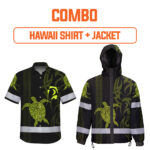 Combo Hi Vis Hawaiian Shirt And Jacket Reflective Tapes Lime Neon Hawaiian Polynesian Tribal Custom Name