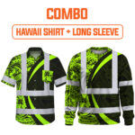 Combo Hi Vis Hawaiian Shirt And Long Sleeve Reflective Tapes Hawaiian Polynesian Tribal