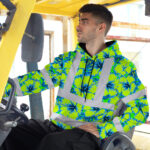 Hi-Vis-Hoodie-Reflective-Tapes-Blue-Neon-And-Green-Flowers-Custom-Name-Safety-Workwear-For-Workers,-Truckers,-Operators-3