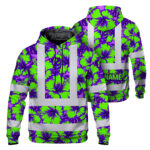 Hi-Vis-Hoodie-Reflective-Tapes-Green-Neon-And-Violet-Flowers-Custom-Name-Safety-Workwear-For-Workers,-Truckers,-Operators-1