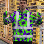 Hi-Vis-Hoodie-Reflective-Tapes-Green-Neon-And-Violet-Flowers-Custom-Name-Safety-Workwear-For-Workers,-Truckers,-Operators-4