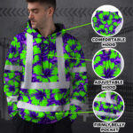 Hi-Vis-Hoodie-Reflective-Tapes-Green-Neon-And-Violet-Flowers-Custom-Name-Safety-Workwear-For-Workers,-Truckers,-Operators-7