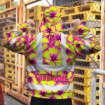 Hi-Vis-Hoodie-Reflective-Tapes-Pink-Neon-And-Lime-Flowers-Custom-Name-Safety-Workwear-For-Workers,-Truckers,-Operators-5