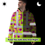 Hi-Vis-Hoodie-Reflective-Tapes-Pink-Neon-And-Lime-Flowers-Custom-Name-Safety-Workwear-For-Workers,-Truckers,-Operators-7