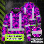 Hi-Vis-Hoodie-Reflective-Tapes-Violet-Neon-And-Pink-Flowers-Custom-Name-Safety-Workwear-For-Workers,-Truckers,-Operators-2