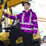 Hi-Vis-Hoodie-Reflective-Tapes-Violet-Neon-And-Pink-Flowers-Custom-Name-Safety-Workwear-For-Workers,-Truckers,-Operators-6