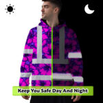 Hi-Vis-Hoodie-Reflective-Tapes-Violet-Neon-And-Pink-Flowers-Custom-Name-Safety-Workwear-For-Workers,-Truckers,-Operators-8