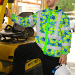 Hi-Vis-Jacket-Waterproof-Reflective-Tapes-Blue-Neon-And-Green-Flowers-Custom-Name-Safety-Workwear-For-Workers,-Truckers,-Operators-4